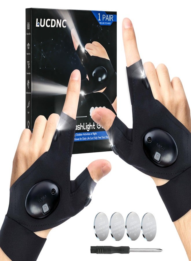 Lucdnc LED Flashlight Gloves - Hands-Free Lights for Fishing, Camping, Repairing - Cool Gadget and Unique Gift for Men, Adults - Christmas Stocking Stuffer - Image 1